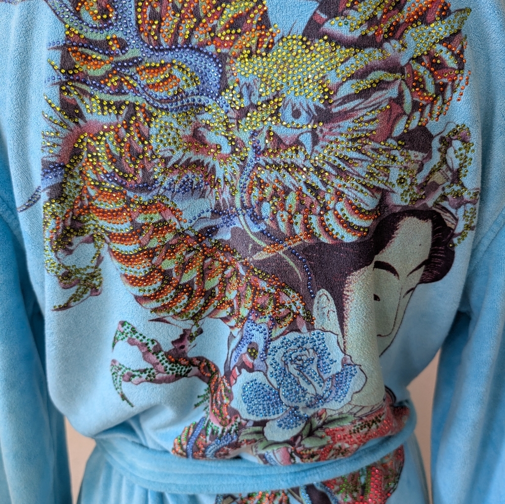 Robe Sequin Asian Face Design, Belted. Free Size - Picture 4 of 5